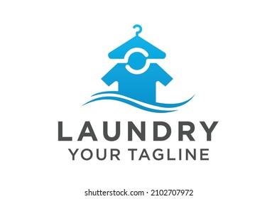 Laundry Logo With T-shirt Shapes Logo Design