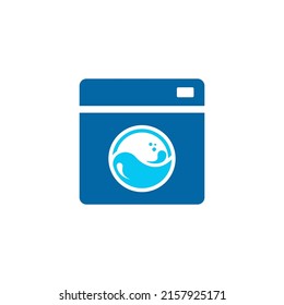 diseño vectorial de logotipo de lavandería, color azul