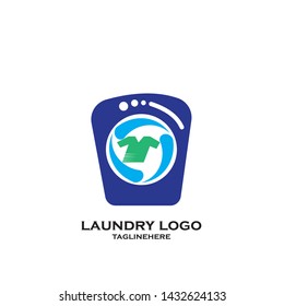 Laundry logo vector icon template - Vector

