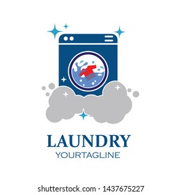 Laundry logo vector icon template illlustration design