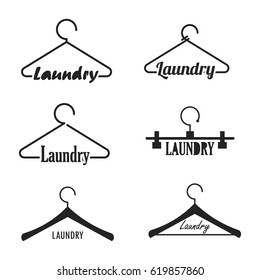 Laundry Logo Vector Set. Isolated on White Background.