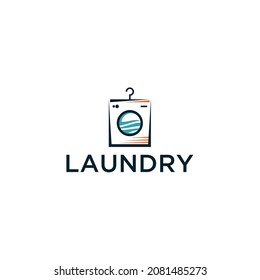 Laundry logo with washing machine vector graphic