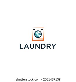Laundry logo with washing machine vector graphic