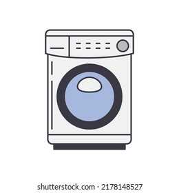 Icono de máquina de lavado en color, aislado en fondo blanco 