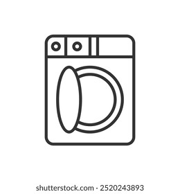 Icono de la máquina de lavandería línea art.