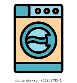Laundry machine icon. Outline laundry machine vector icon color flat isolated