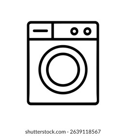 Laundry machine with round door. Icon symbol illustration