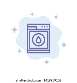 Laundry, Machine, Washing, Robot Blue Icon on Abstract Cloud Background