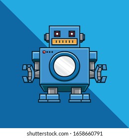 Laundry, Machine, Washing, Robot Business Logo Template. Flat Color. Vector Icon