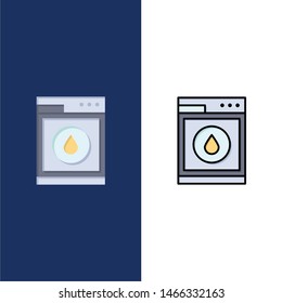 Laundry, Machine, Washing, Robot  Icons. Flat and Line Filled Icon Set Vector Blue Background. Vector Icon Template background