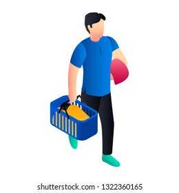 Laundry man basket icon. Isometric of laundry man basket vector icon for web design isolated on white background