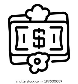 Laundry money icon. Outline Laundry money vector icon for web design isolated on white background