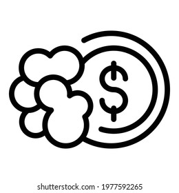 Laundry money wash coin icon. Outline Laundry money wash coin vector icon for web design isolated on white background