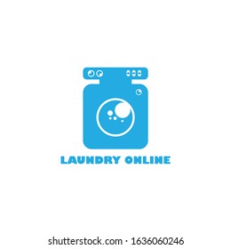 Laundry Online Logo Simple Templates and Vector