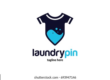 Laundry Pin Logo Template Design Vector, Emblem, Design Concept, Creative Symbol, Icon