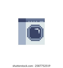 Laundry pixel art vector illustration,  washing machine and laundry baskets, design for logo, web, sticker, mobile app. Game assets 8-bit sprite.