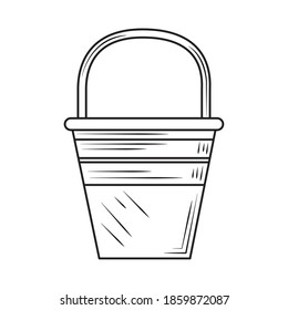laundry plastic bucket equipment vector illustration line style icon