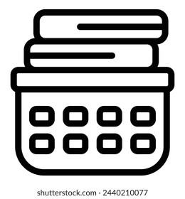Laundry plastic hamper icon outline vector. Stack dirty clothes. Household washing chores