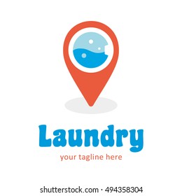 LAUNDRY POINT WASH CLEAN LOGO ICON SYMBOL TEMPLATE