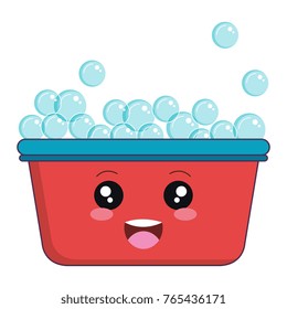 laundry pot with foam kawaii character