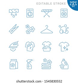 Laundry related icons. Editable stroke. Thin vector icon set