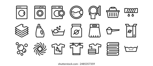 Conjunto de iconos vectoriales relacionados con la lavandería.