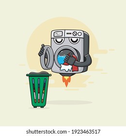 laundry robot character mascot illustration