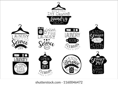 Laundry Room Black And White Label Set