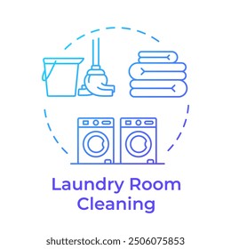 Laundry room cleaning blue gradient concept icon. Washer machines, dryers. Clean utility space. Round shape line illustration. Abstract idea. Graphic design. Easy to use in infographic, presentation
