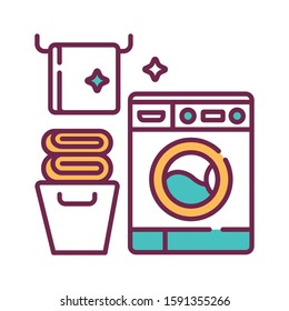 Laundry room color line icon. House amenities sign. Cleaning service. Pictogram for web page, mobile app, promo. UI UX GUI design element. Editable stroke.