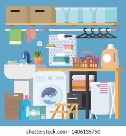 laundry room design illustration vector