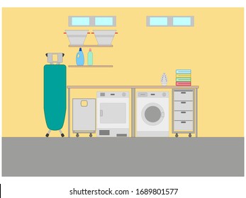lavadero y fondo blanco para planchar