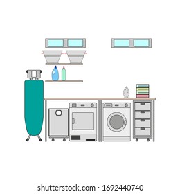 lavadero y fondo blanco para planchar