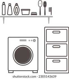 Laundry room simple drum type washing machine illustration material icon