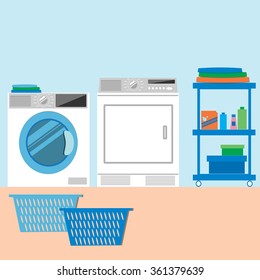 Laundry Room Washing Machine Dryer Flat Stock Vector (Royalty Free ...