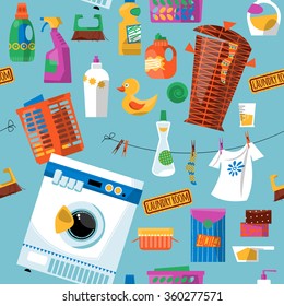 Laundry. Seamless background pattern. Vector illustration