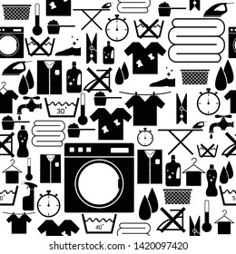 Laundry seamless pattern background icon.