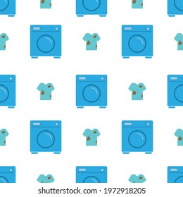 Laundry seamless pattern isolated on white background.