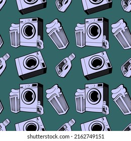 Laundry seamless repeat pattern background. Vector illustration		