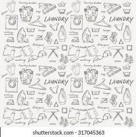 Laundry seamless vector background