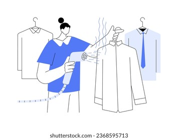 Laundry service abstract concept vector illustration. Hotel maid ironing guests shirts, hospitality business, professional people, hotel laundry service, hospitality sector abstract metaphor.