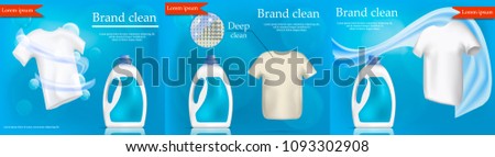Laundry service banner concept set. Realistic illustration of 3 laundry service vector banner concepts for web