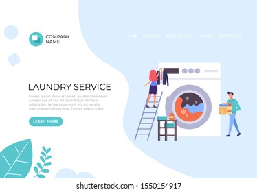Laundry service banner poster concept. Vector flat graphic design illustration