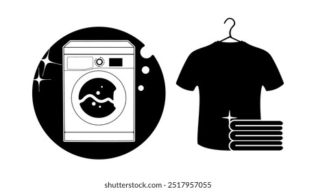 Laundry Service, black isolated silhouette