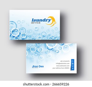 Laundry Service Business Card Vector Template.