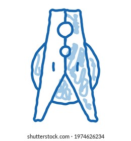 Laundry Service Clothes Peg sketch icon vector. Hand drawn blue doodle line art isolated symbol illustration