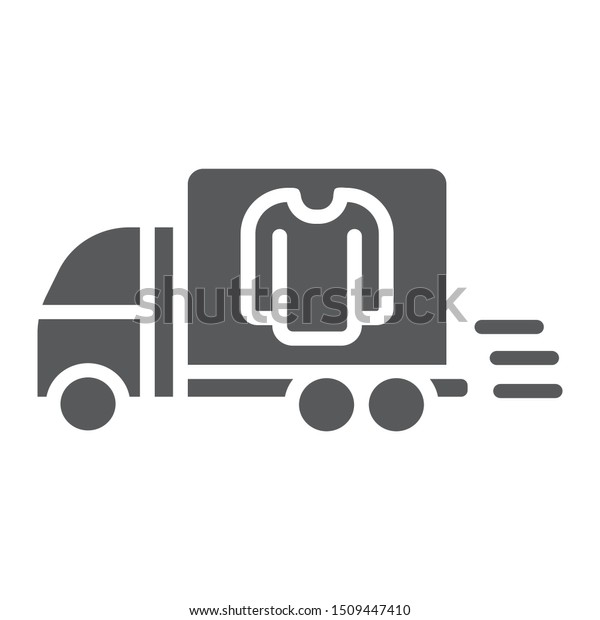 Laundry service delivery glyph icon, laundry and car,\
dry cleaning delivery sign, vector graphics, a solid pattern on a\
white background, eps\
10.