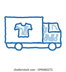 Laundry Service Delivery sketch icon vector. Hand drawn blue doodle line art isolated symbol illustration