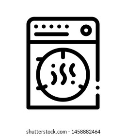 Laundry Service Dry Machine Vector Thin Line Icon. Laundry Service Electronic Drier Clothes Dress Linear Pictogram. Laundromat, Dry-Cleaning, Launderette Contour Illustration