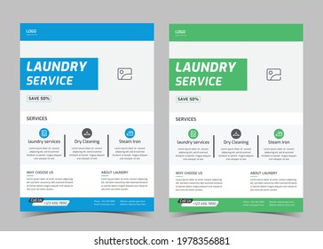 Laundry service flyer template. Creative laundry service poster. Laundry cleaning service leaflet template